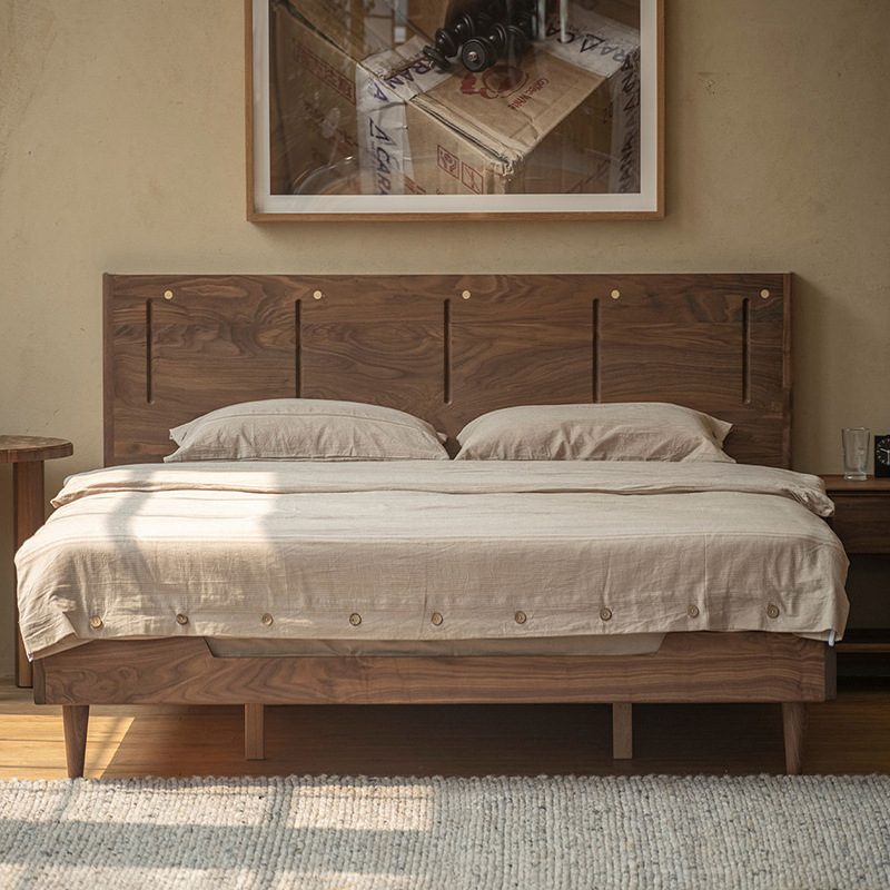 北欧全实木床北美黑胡桃木主卧1.8双人大床1.