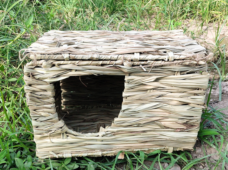 新款现货可折叠手工草编兔笼子 家用宠物窝户外猫窝 宠物用品猫笼商品