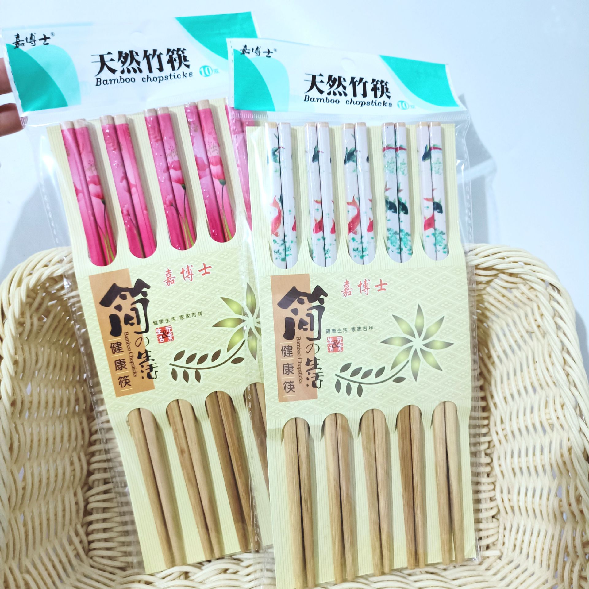 1 Yuan 2 Yuan Set of Flower Chopsticks Printed Chopsticks Bamboo Chopsticks 5 Pairs of Chopsticks Restaurant Disposable Chopsticks 1 Yuan Stall Supply Wholesale