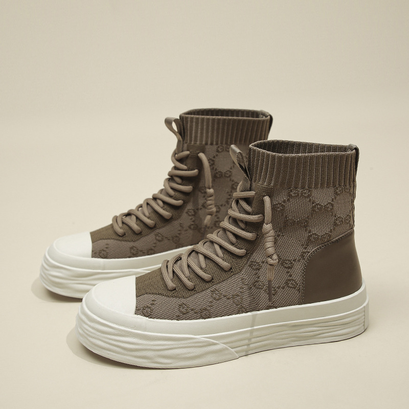 弹力袜子鞋女夏季2022新款透气针织高帮女鞋休闲溶解底运动袜靴潮