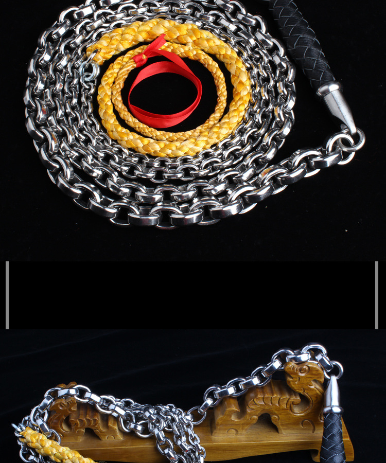 新款鞭子响鞭健身甩鞭成人无纹螺母不锈钢鞭初学铁链鞭麒麟鞭大