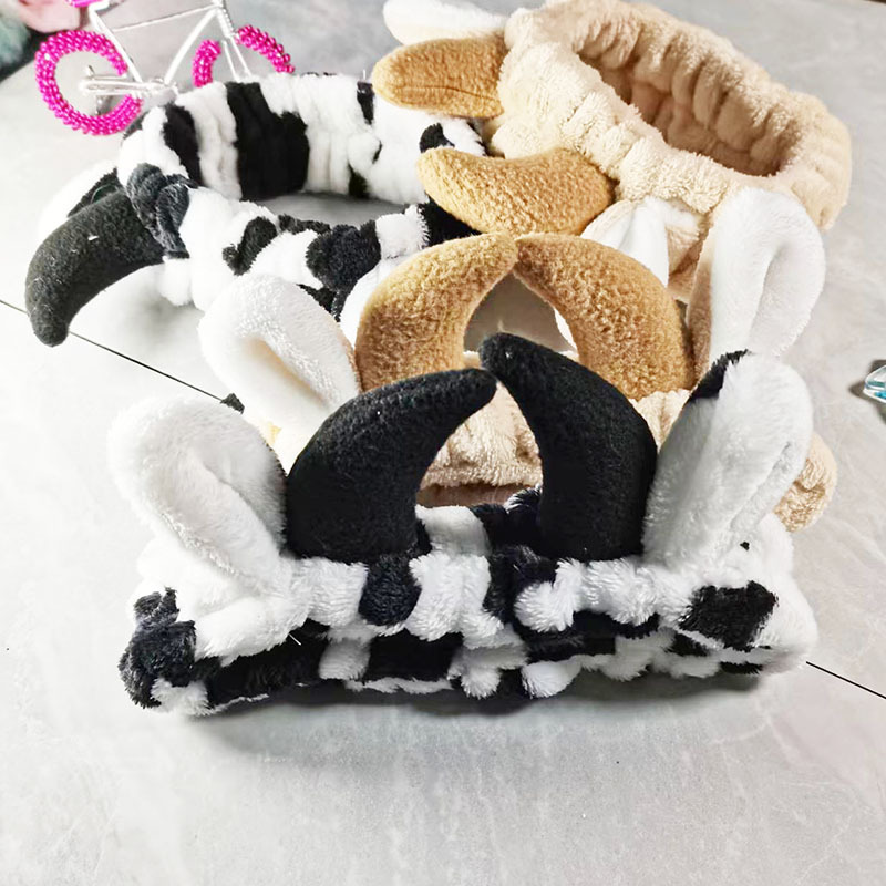 Super Cute Horn Hair Band Sweet Dairy Cattle Hair Band Makeup and Face Wash Mask Headband X-Niu Ren New Accessories