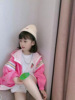 the republic of korea Children's clothing girl Jacket 2021 Spring and summer children Hooded zipper coat CUHK Western style Sunscreen