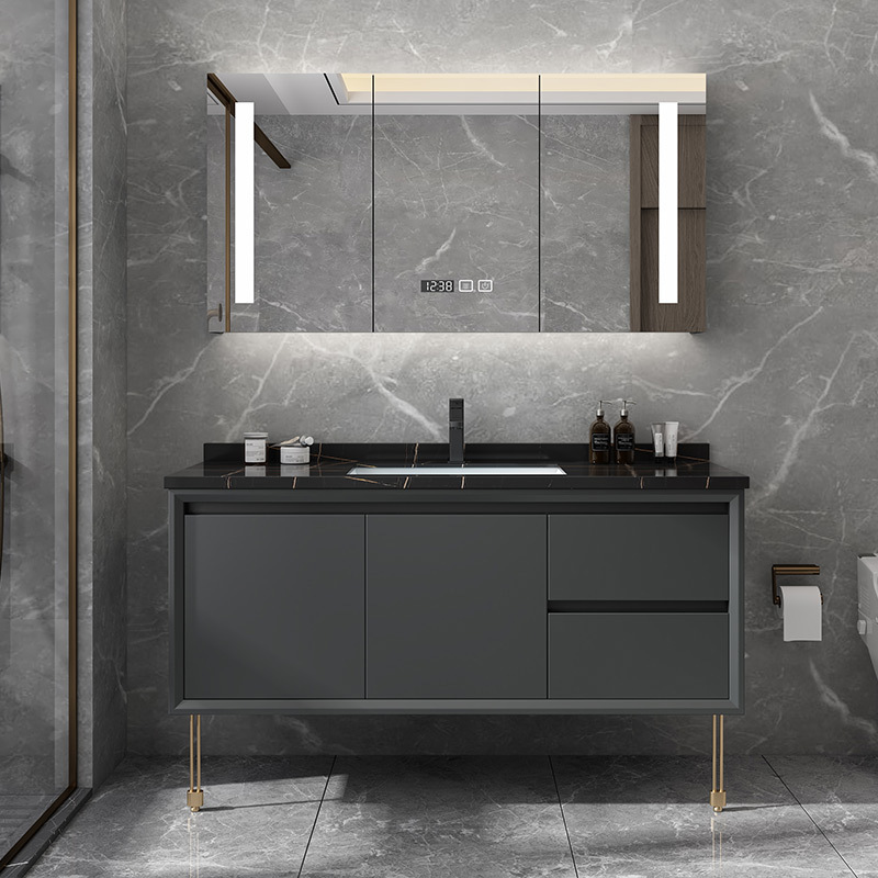 轻奢岩板浴室柜组合现代简约卫浴卫生间北欧洗漱台洗手洗脸盆柜