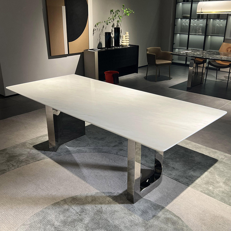 假一赔三天然大理石餐桌卡里冰玉奢石桌子设计师大小户型高端别墅