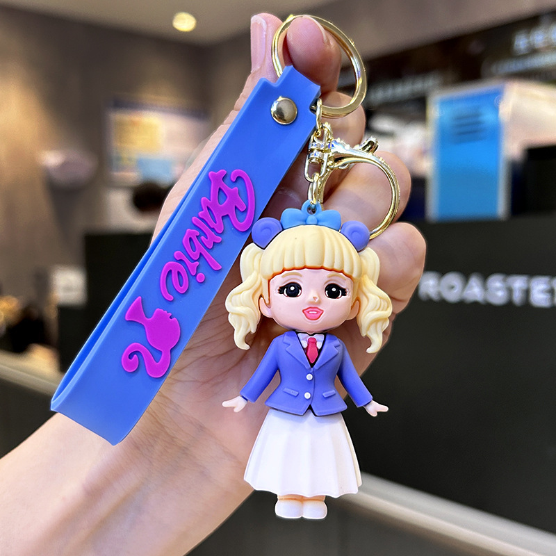 Barbie Doll for Girls Cartoon Princess Keychain Cute Key Chain Pendant Schoolbag Girl Ornaments Doll Female