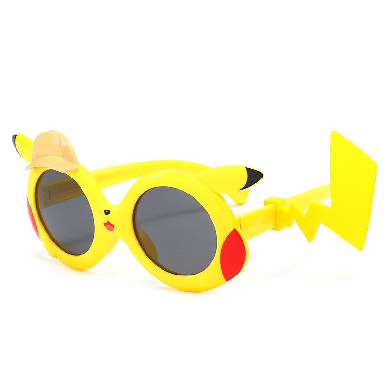 Boys and Girls Fashion Polarized Sun Glasses Cartoon Pikachu Silicone UV Protection Sunshade Sunglasses in Stock Wholesale