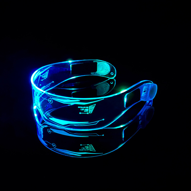 热销特卖led发光七彩科技眼镜跨境科幻护目镜派对酒吧蹦迪装备