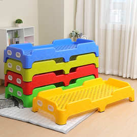 幼小幼儿园塑料床一体床叠叠床儿童床加厚注塑床午休折叠床宝宝床