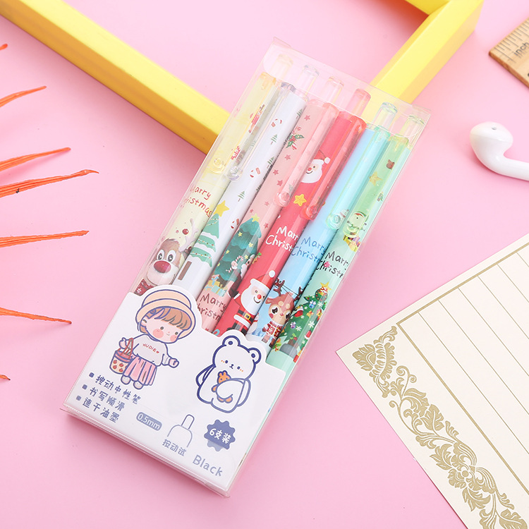 Boxed Press Gel Pen Cute Learning Stationery Office Supplies Signature Pen Good-looking Cartoon Student Ball Pen