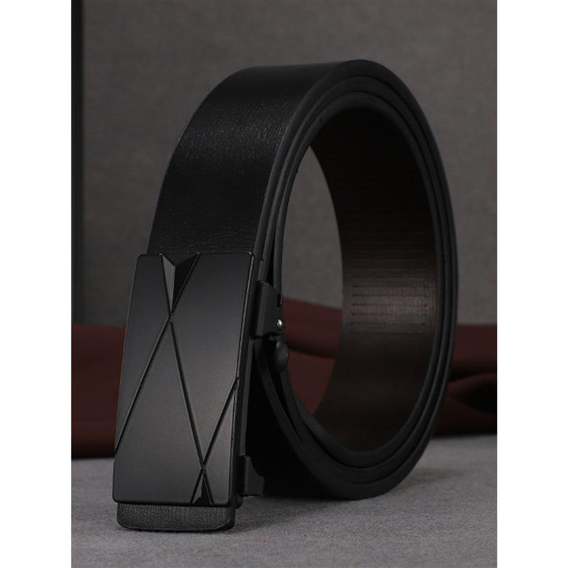 无印皮带男士真皮无牙自动扣内穿无孔腰带青年商务百搭潮流裤腰带