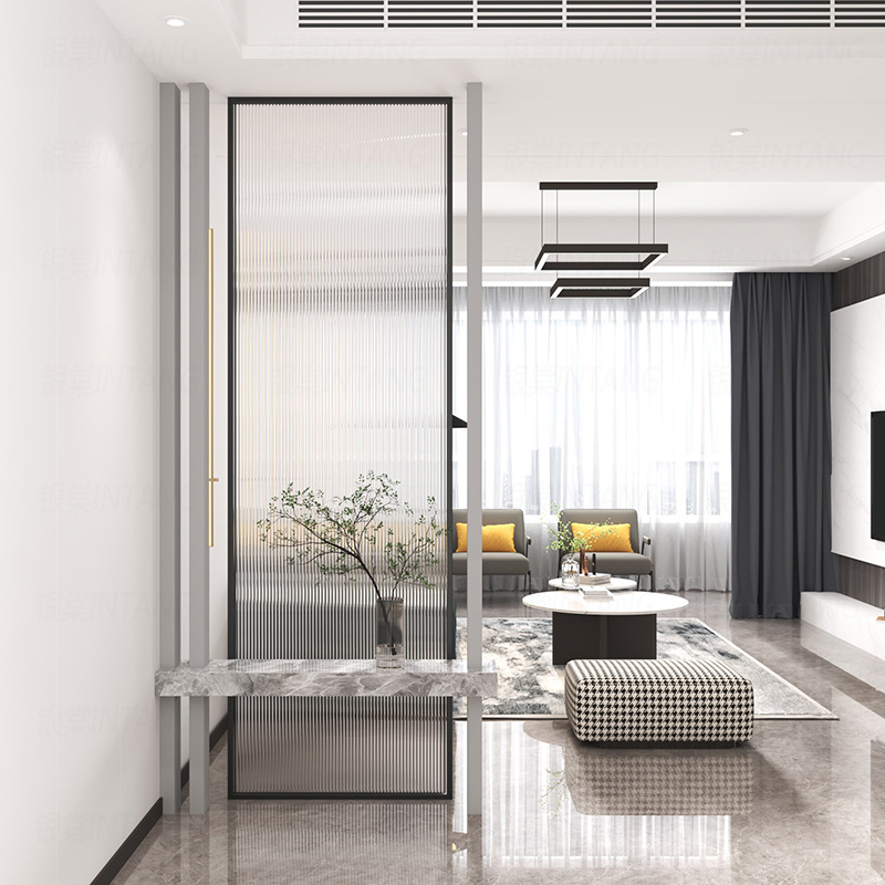 长虹玻璃隔断墙创意入户客厅屏风玄关进门现代简约卧室不锈钢隔断