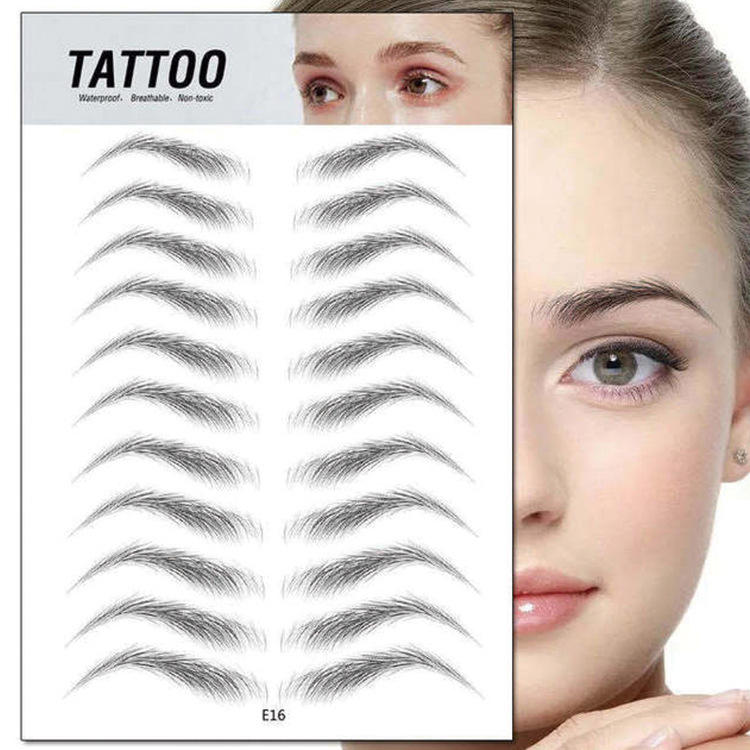 厂家现货6d仿生态贴 抖音同款黑色眉毛贴纸 3d立体纹身贴