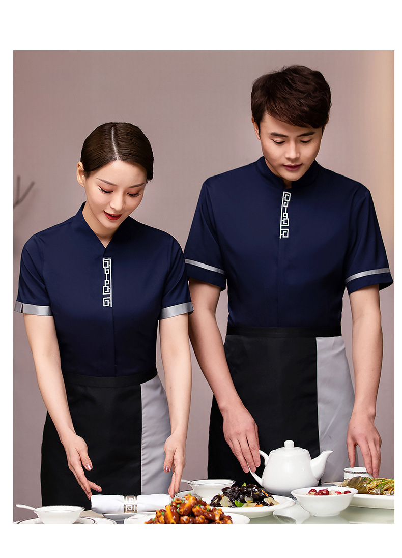 酒店工作服长袖女餐饮火锅饭店中餐前厅茶楼服务员工作服短袖夏装