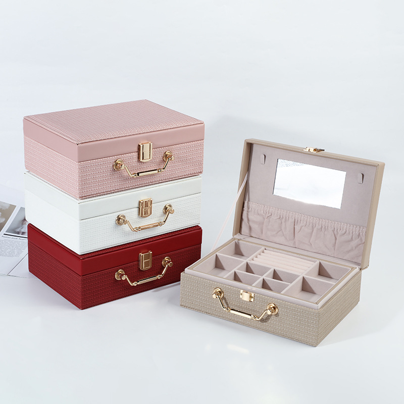 Large Capacity Multi-Layer Jewelry Box Earrings Earrings Jewelry Box PU Leather Girl Ring Necklace Jewelry Storage Box