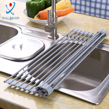 跨境硅胶沥水碗架 折叠厨房收纳水槽置物架碗筷沥干架餐碟沥水架