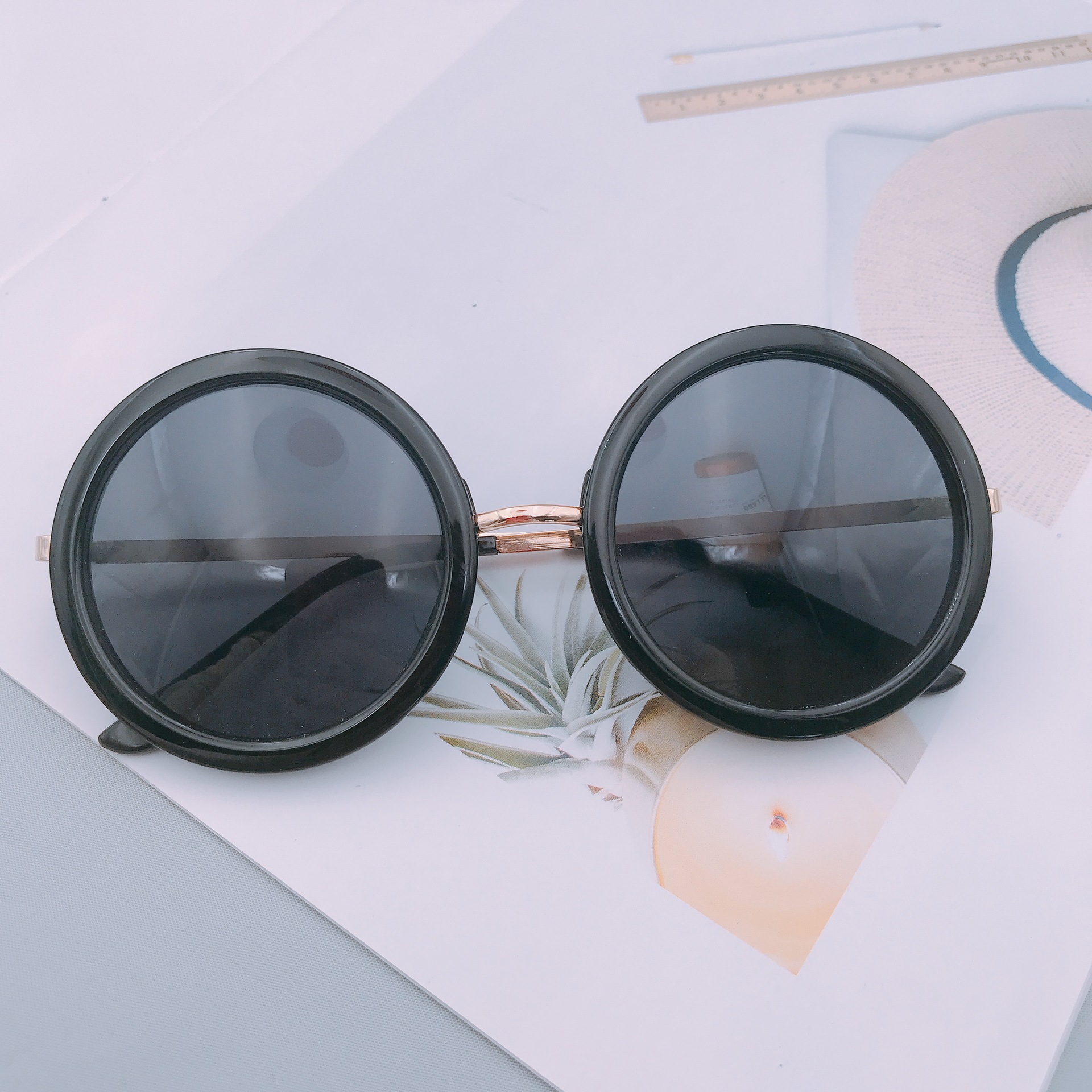 新款金属太阳镜男防紫外线墨镜哈利波特眼镜圆框太阳镜女复古镜框