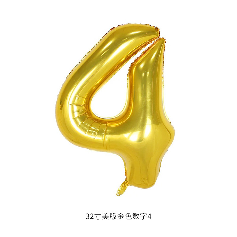 32-Inch Birthday American Version Digital Aluminum Film Balloon Ribbon Backer-Card Independent Packaging Birthday Party Anniversary Digital Balloon