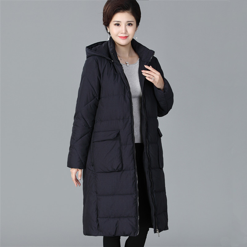 中老年长款棉服女加肥加大码200斤中年女胖妈妈冬装外套大衣