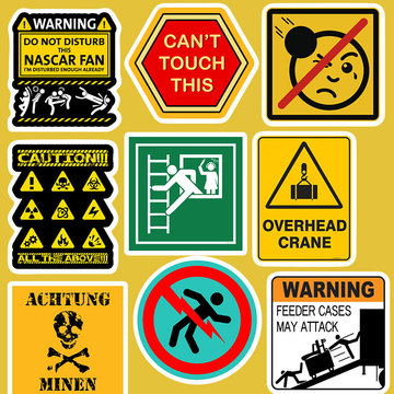 50张警示警告标志贴纸笔记本行李拉杆箱摩托车车贴涂鸦贴纸防水