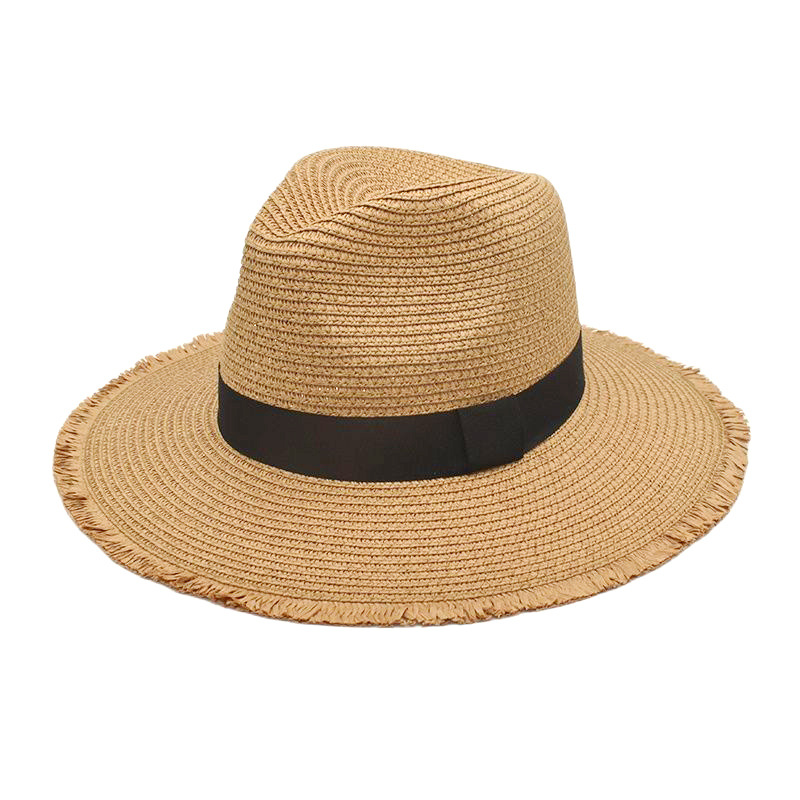 Square Buckle Sun Hat Summer Foldable Big Brim Lafite Panama Hat Outdoor Breathable Sun Protection Hat Wholesale