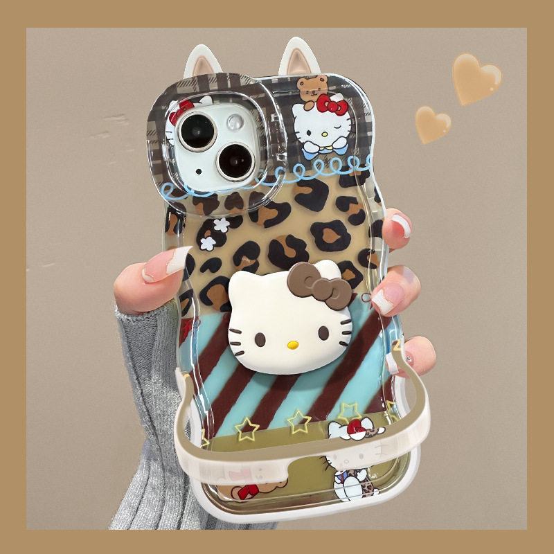 适用于苹果17promax豹纹Kt手机壳iphone12支架创意15proamx新款式