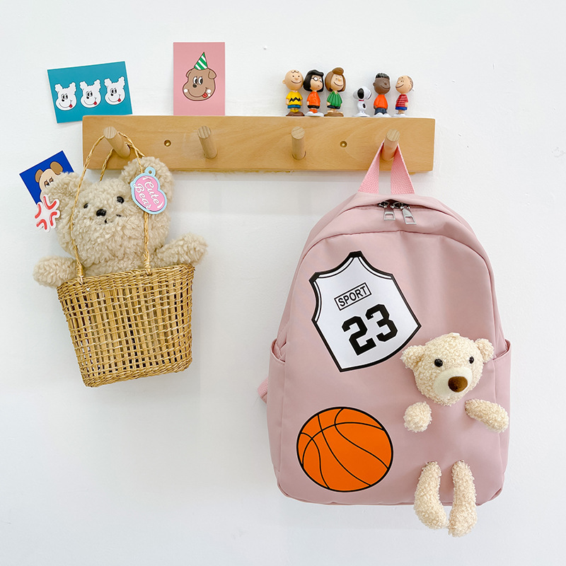 Cute Toddler's Schoolbag Wholesale Light Nylon Backpack Kids Sports Bag Cartoon Bear School Bag