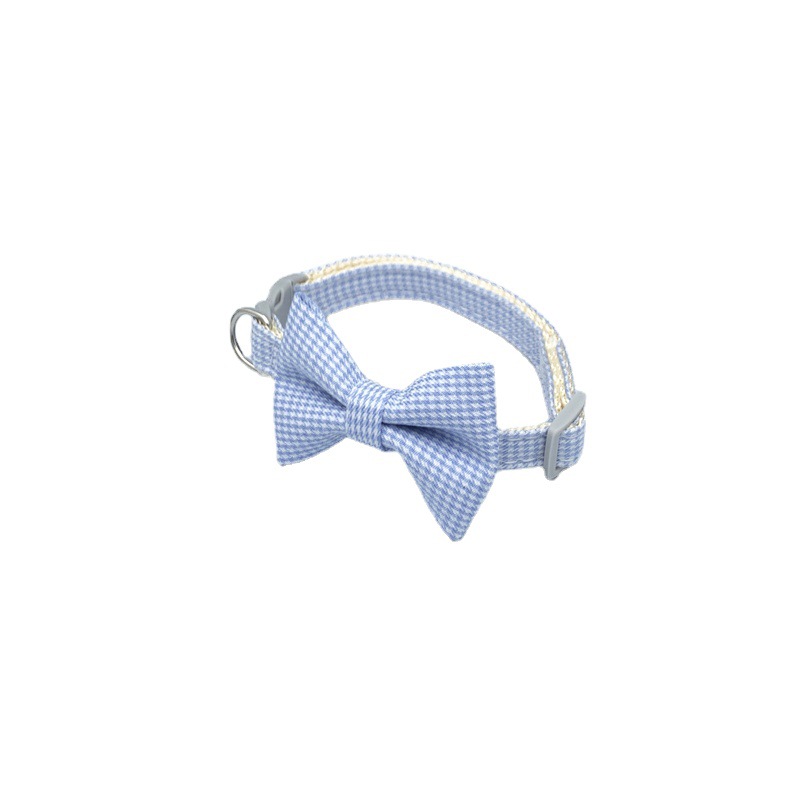 New Pet Collar Houndstooth Design Bow Cat Collar Dog Collar Release Buckle Cat Collar Factory Direct Sales