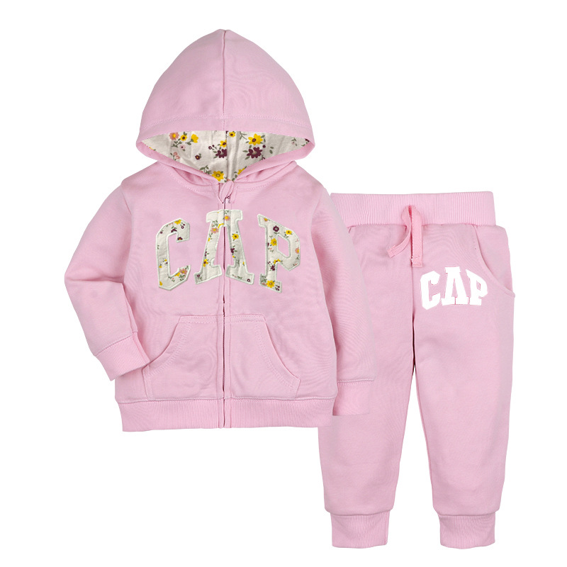 Factory Foreign Trade Children's Wear European and American Autumn Children's Sweater Zipper Two-Piece Baby Clothes Long-Sleeved Jacket Trousers