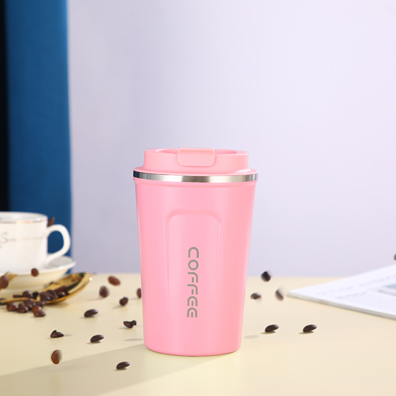 Student Portable Cup Vacuum Cup Foreign Trade Water Cup Female Portable 304 Stainless Steel Anti-Fall Dual-Use Cover Coffee Cup Customization