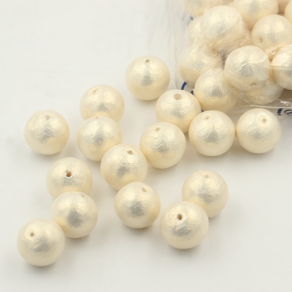 日本经典植物棉花浓奶油大珍珠通孔半孔串珠耳环耳坠耳钉饰品配件