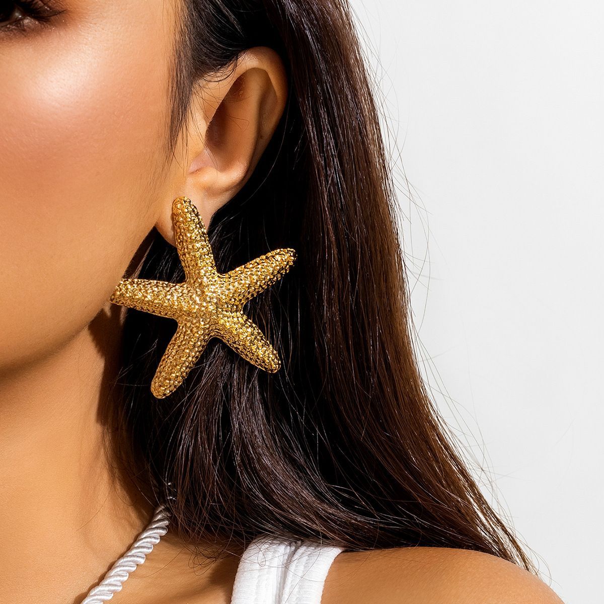 新款欧美简约海星合金耳钉 气质时尚海洋风几何星星度假耳环饰品