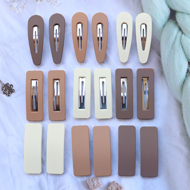 Coffee Color Series Square Water Drop BB Clip Wholesale Ins Style Shredded Hair Side Clip Back Head Hairpin DIY Hair Accessories Barrettes Set