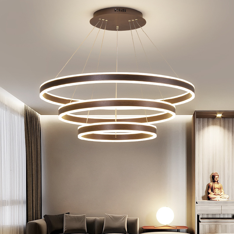 Nordic Light Luxury Living Room Chandelier Simple Modern Dining Room Bedroom Internet Celebrity Chandelier Creative Personalized Circle Ring Lamps