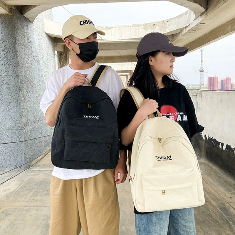 2023 New Backpack Large Capacity Casual Korean Style Canvas College Student High School Bag Female Fashion Trendy Backpack