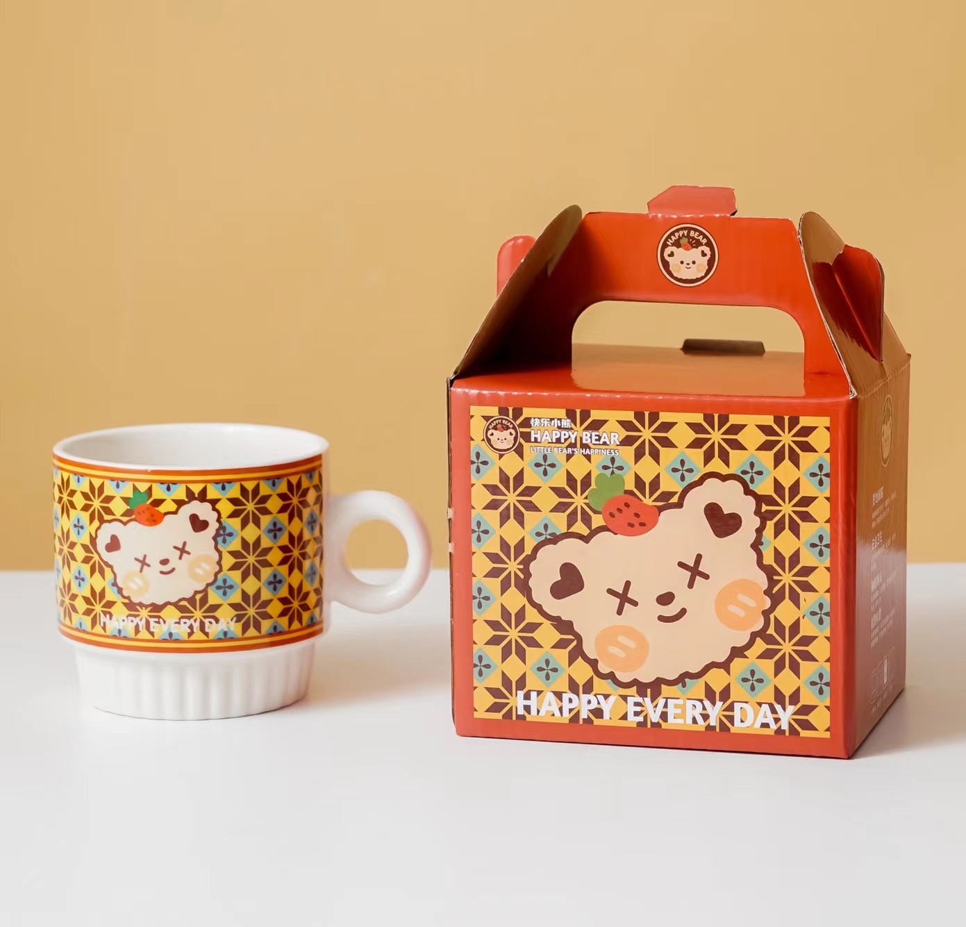 Good-looking Lovers Ceramic Cup Cute Cartoon Bear Mug with Hands Gift Set Opening Event Small Gift