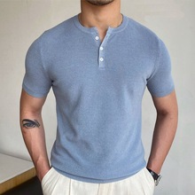 欧美外贸男装 亚马逊夏季新款针织衫 圆领短袖毛织T恤衫男SY0160