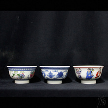 蒙古特色碗景德镇陶瓷厂货粉彩人物博古少数民族石榴碗酥油茶