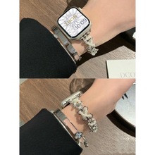 适用于applewatch苹果手表小众设计珠珠手链iwatch876534代SE表带
