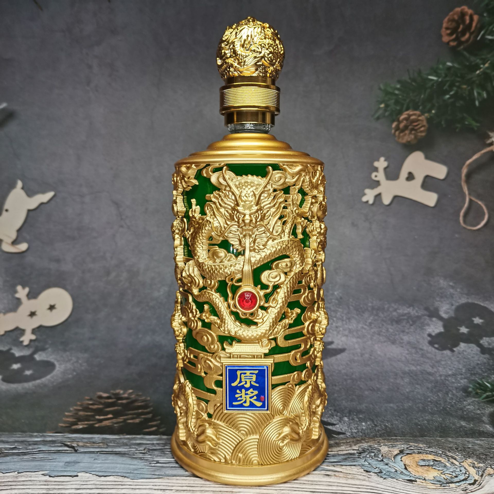 厂家新款龙瓶玻璃瓶龙型瓶龙纹瓶酒瓶 现货包装盒定制 龙樽瓶定制