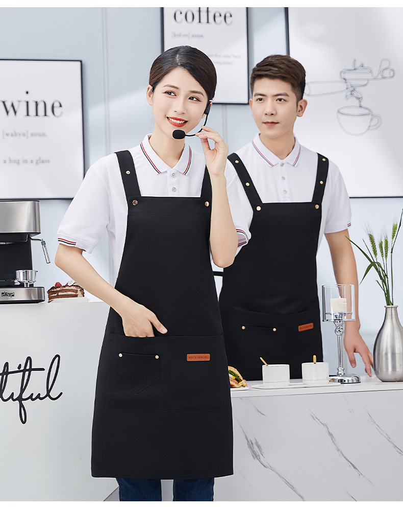 防水广告围裙加工餐饮专用logo印字咖啡奶茶店服务员超市工作服女-阿