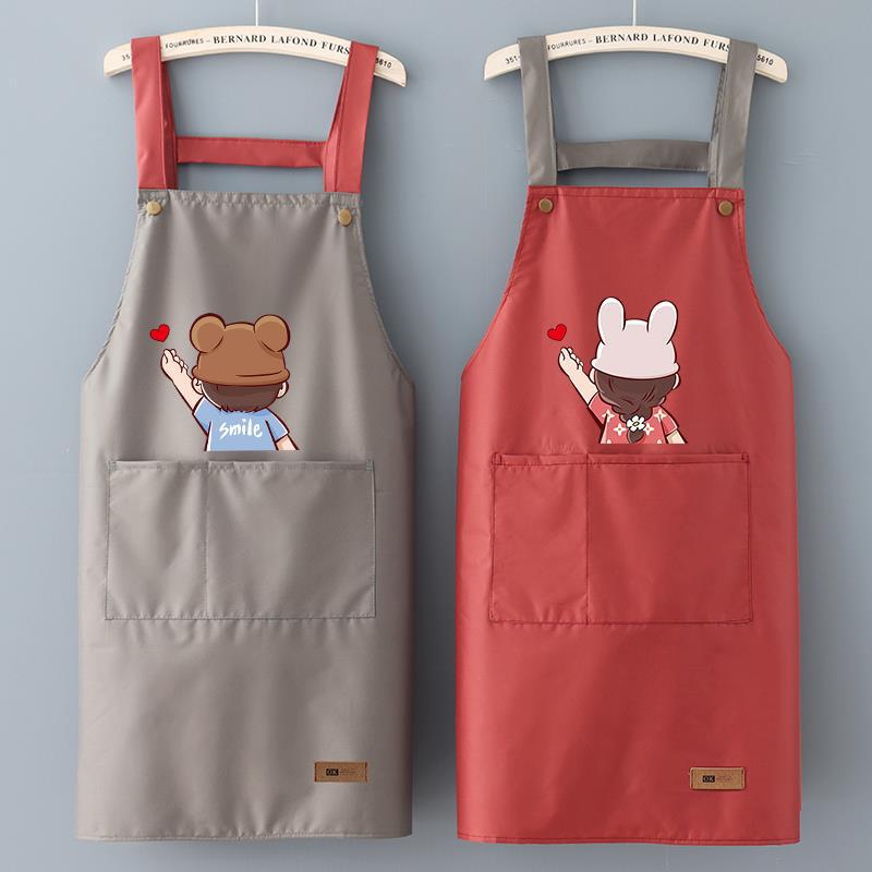 时尚防水新款围裙女高档可爱上班工作服情侣男围腰logo日系印logo