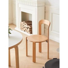 北欧简约实木中古餐椅家用咖啡客厅靠背彩色餐椅奶茶店椅子