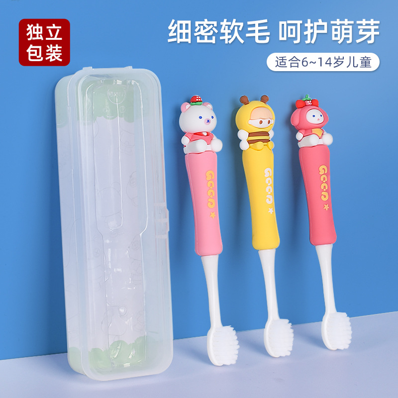 Cartoon Soft-Bristle Toothbrush Children's Cute Bear Toothbrush Soft Hair Does Not Hurt Gum Toothbrush Baby Silicone Toothbrush