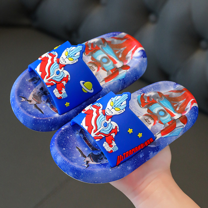 Ultraman Children's Slippers Summer Home Indoor Non-Slip Boys' Baby Slippers Bathroom Bath Slippers Big and Small Children