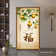 新中式简约现代隔断入户布艺遮挡客厅木质屏风玄关装饰移动座屏