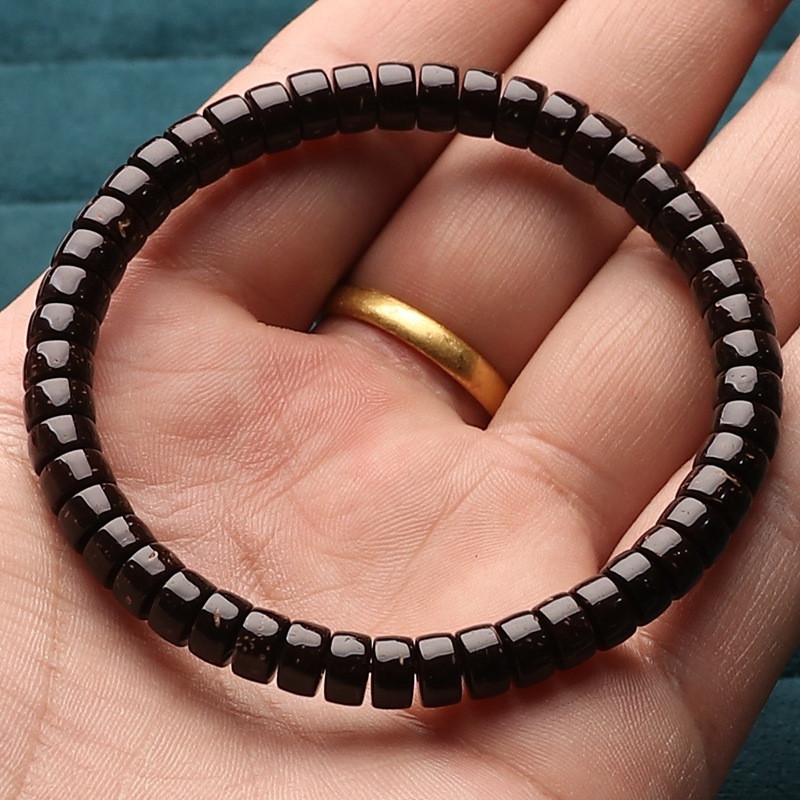 椰蒂原生态印尼老料直切手串老型桶珠棕色配饰文玩佛珠单圈手链女