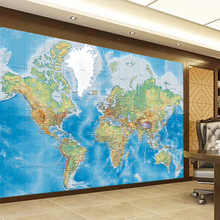 简约办公会议室墙纸书房客厅文化墙壁画中国世界地图前台背景墙纸