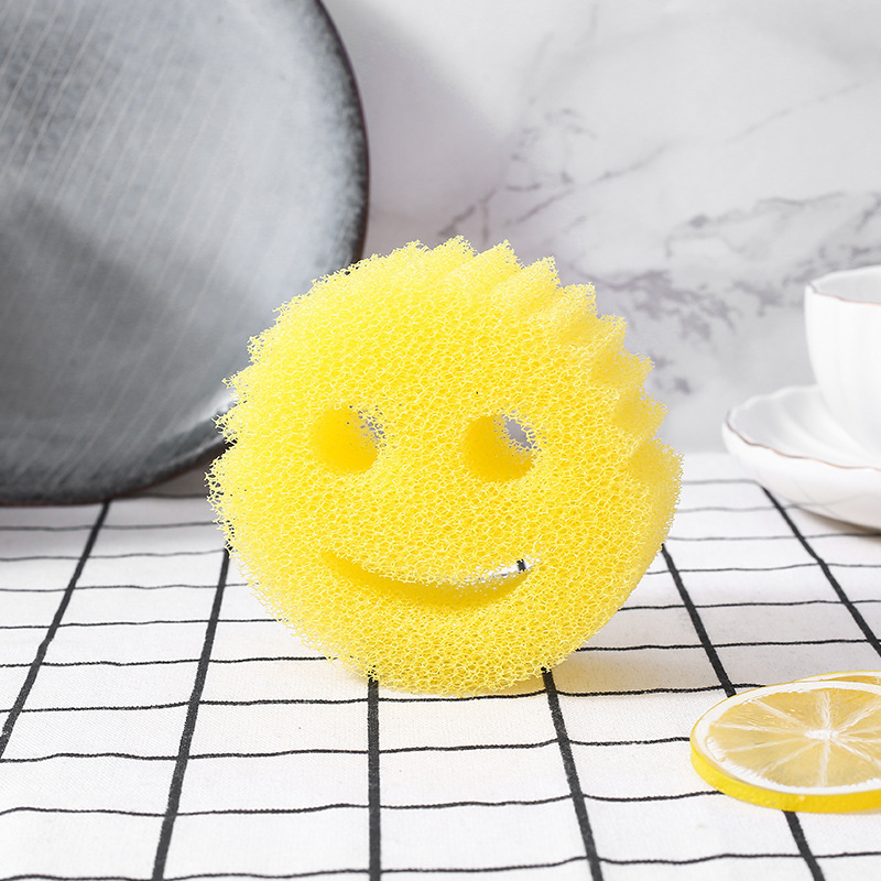 Smiley Face Magic Cleaning Brush Smiley Face Imitation Loofah Sponge Spong Mop Honeycomb Sponge Household Kitchen Cleaning Dish Cotton