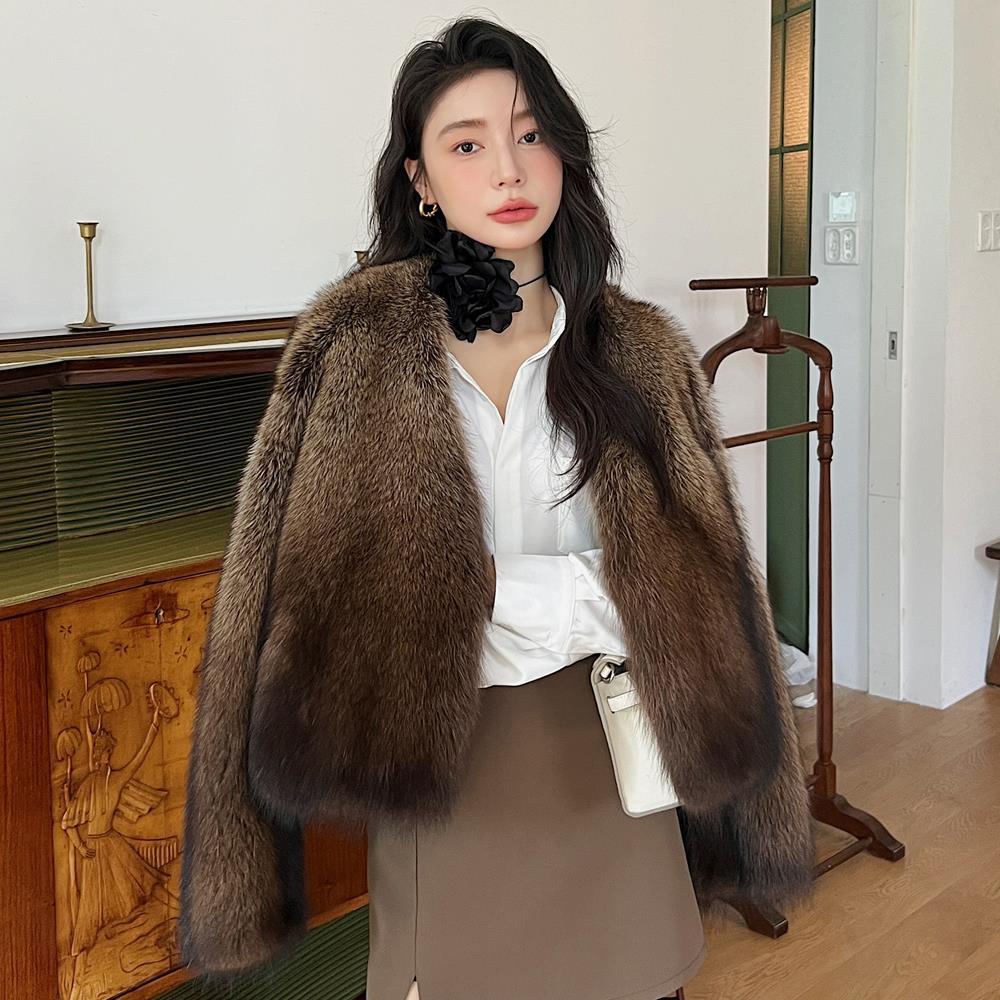 "中古渔貂"紫标级北美进口水貂毛皮草外套女短款小母貂-阿里巴巴